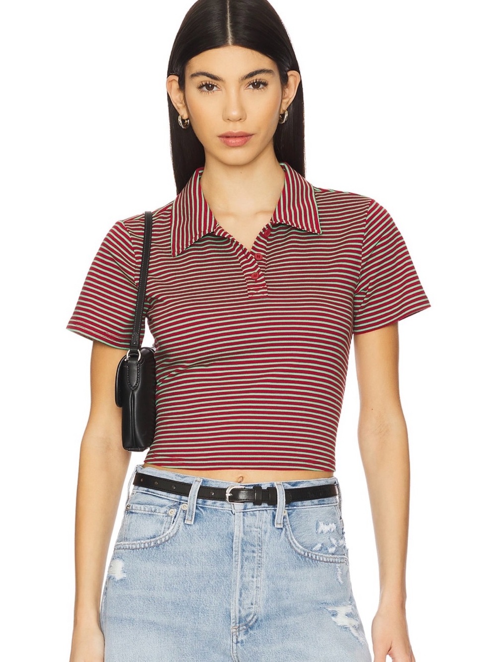 Striped Polo Crop Top